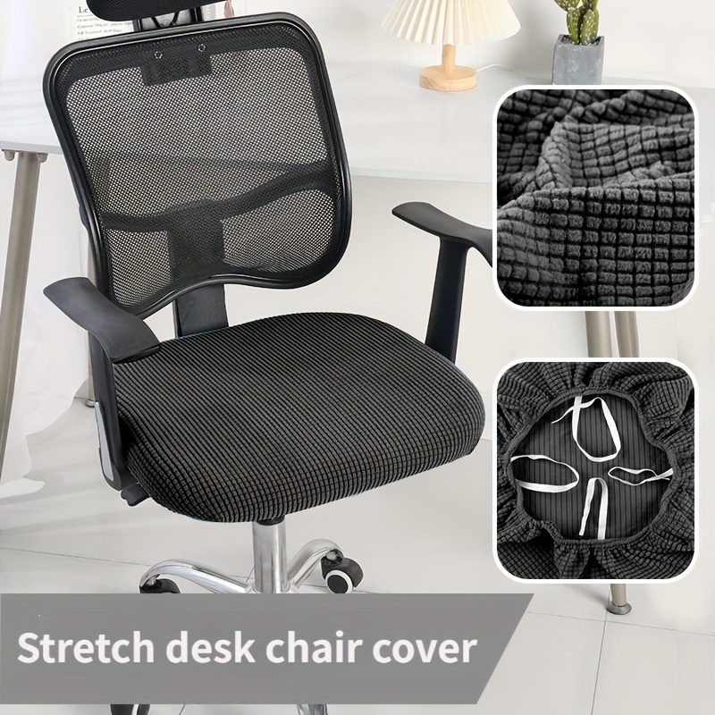 

Elastic Polyester Office Chair Slipcover, Classic Style Machine Washable Swivel Chair Cover With Elastic Band Closure, Universal Fit For Home And Office Decor - 1pc