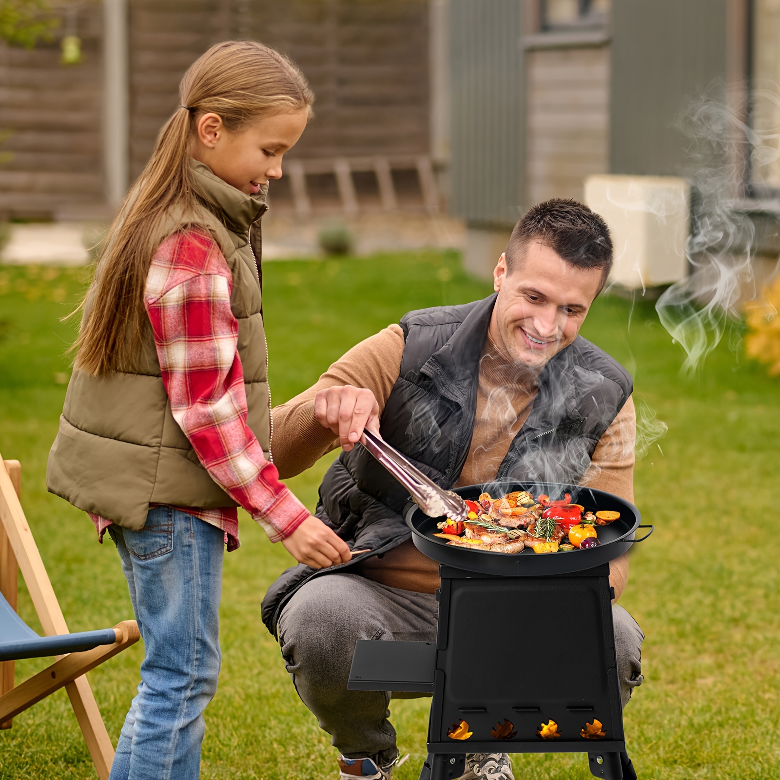 

27*27*34cm Wood Camping Stove, Wood Burning Stove, Portable Cast Iron Camping Wood Stove, Suitable For Outdoor Camping Barbecue Backpacking Cooking