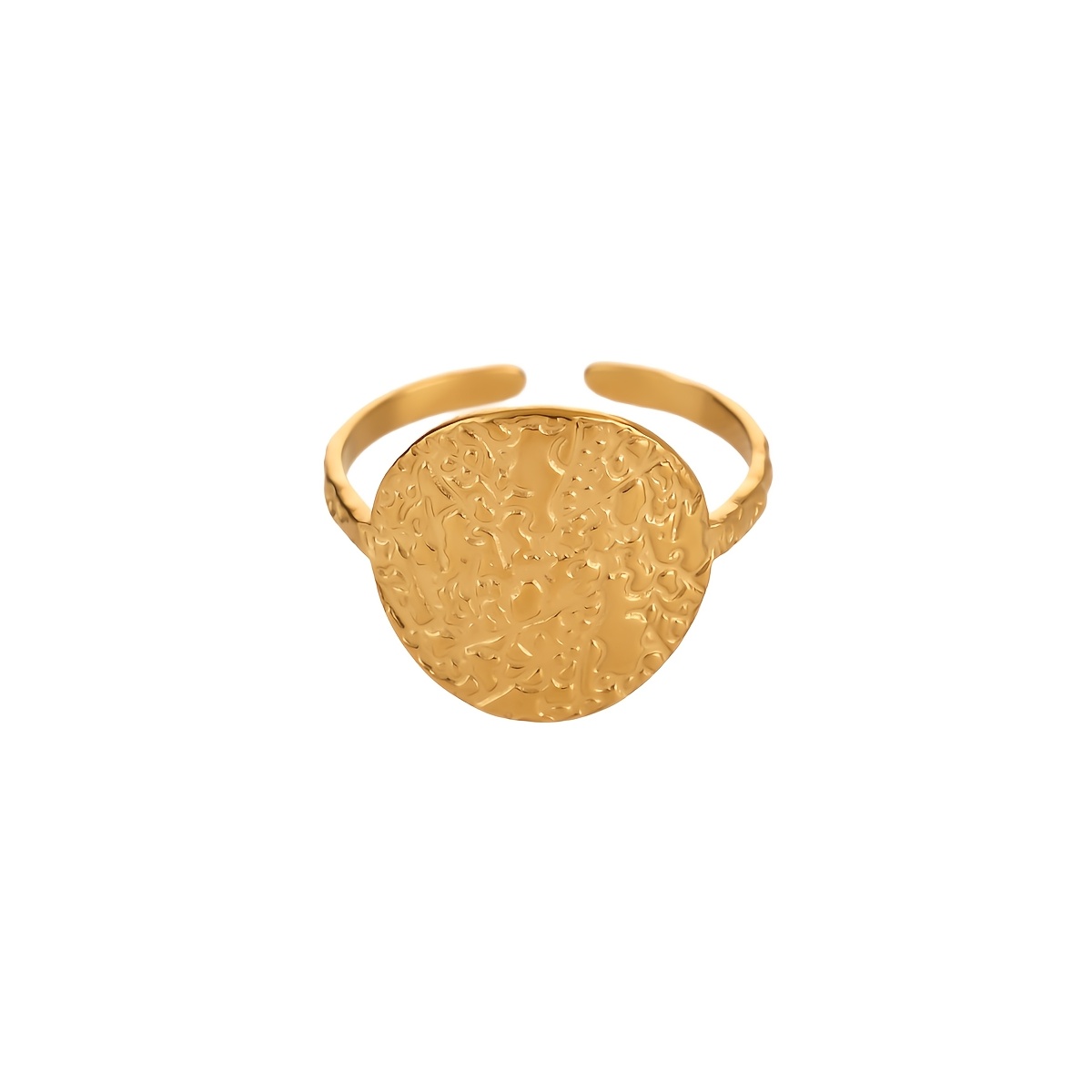 TEMU 1pc Fashionable Golden Stainless Steel Pleated Circular , A Women's Accessory Suitable For Daily And Party Wear, For Women, Fashionable And