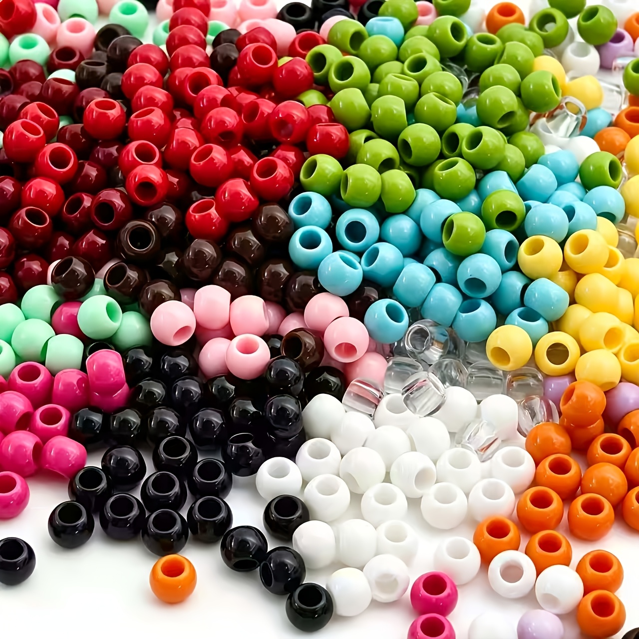 TEMU 65 pièces de perles acryliques 10 mm à gros trou imitation jade, fournitures pour arts, artisanat et couture > Perles pour loisirs créatifs et