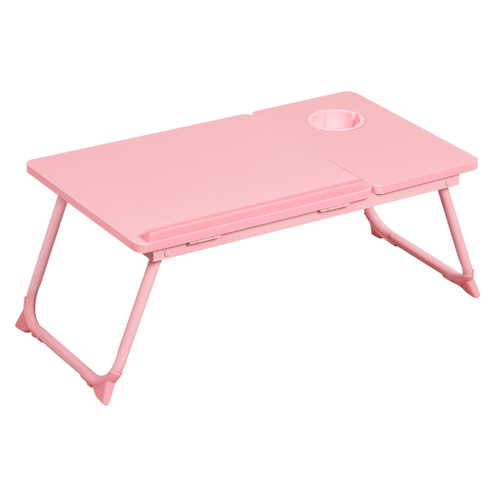 Image of Adjustable Angle Folding Table With Dual Desktop & Wood Desk - Space-saving Legs, Cup Holder Suitable For Office, Bedside, Small Spaces, Compact Laptop Desk For Reading, Writing, Tablet Use