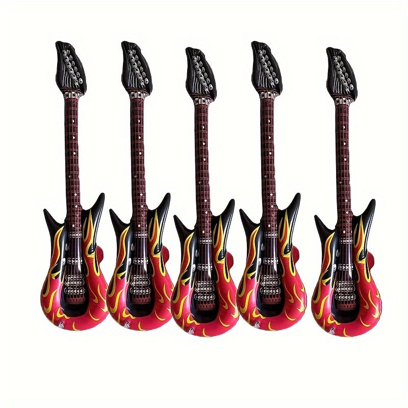 

5-piece Giant Inflatable Flame Guitars - 36.6" Rock Music Party Balloons, Perfect For Birthday & Theme Parties, No Power Needed