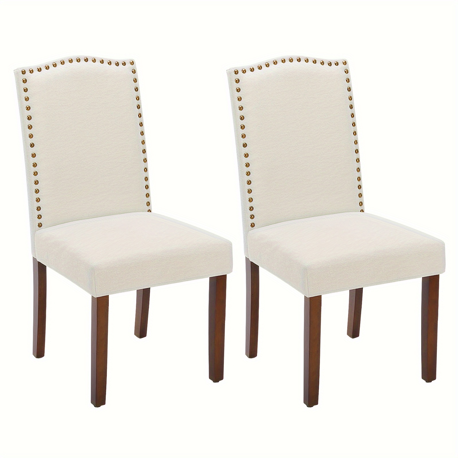 

Dining Chairs Set Of 2, High-end Upholstered Leather Dining Room Chair With Nailhead Trim And Wood Legs, Dining Room Kitchen Side Chair For Bedroom, Living Room, Dining Room