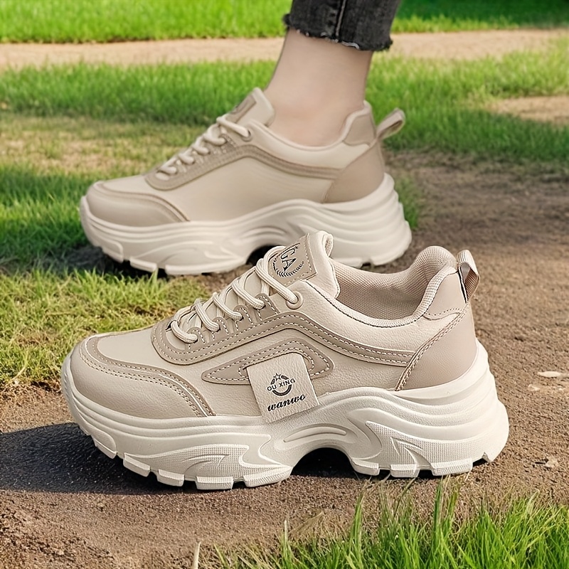 Zapatillas informales de plataforma estilo papá con bloques de color, zapatillas antideslizantes con parte superior que aumenta la estatura, zapatillas de skate de moda para estudiantes