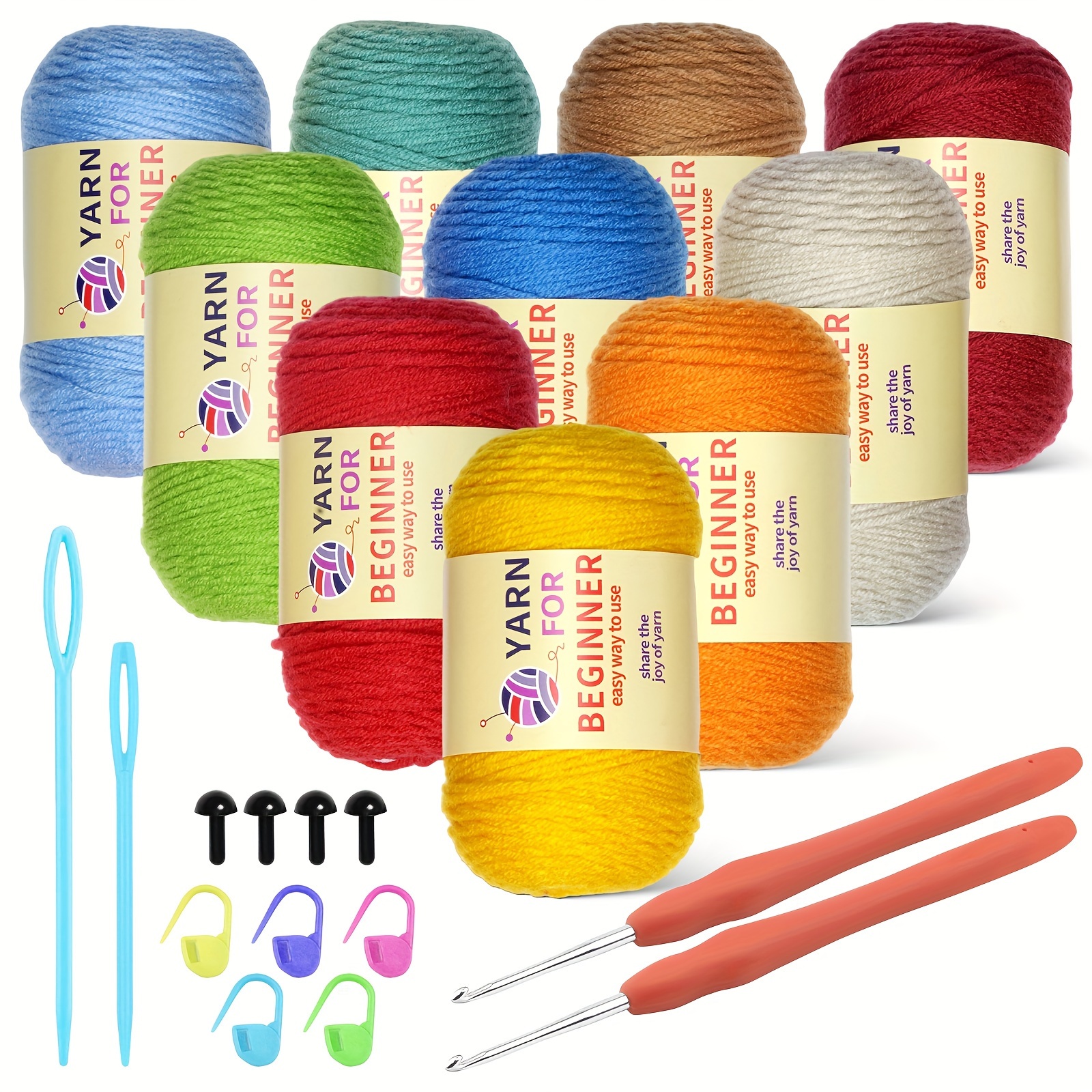 

10pcs 5 Acrylic Thread Yarn Twisted Yarn, 10 Colors 1.76oz/pc, With Crochet Matching Pack, Transparent Bag Packaging, Suitable For Crocheting And Knitting