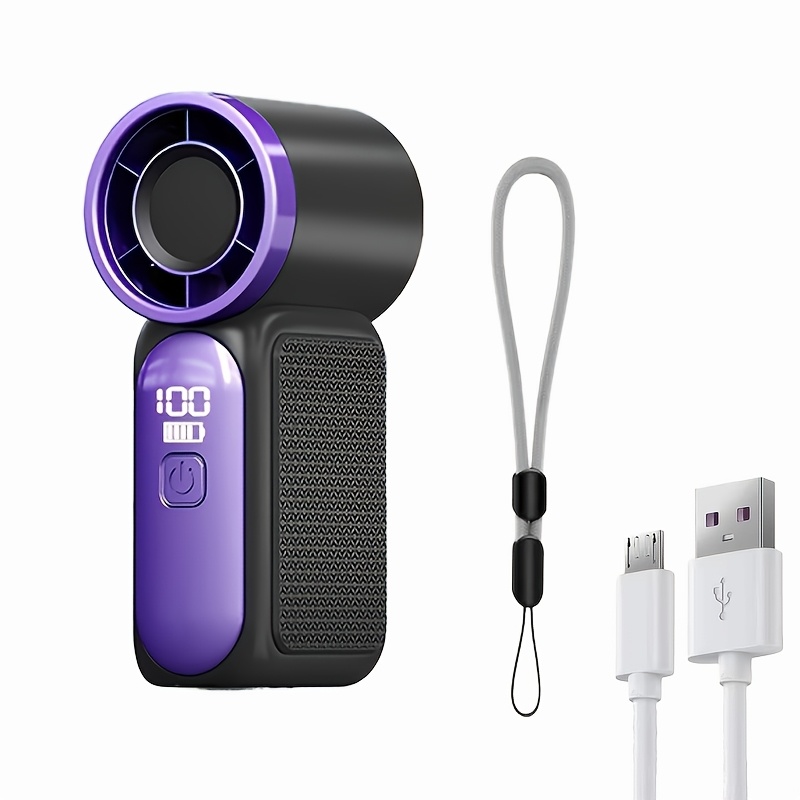 TEMU 2026 New Mini Handheld Small Fan, 100-speed Small Wind Cannon Usb Charging Turbine Portable Outdoor Fan, Mini Portable Outdoor Cooling Artifact