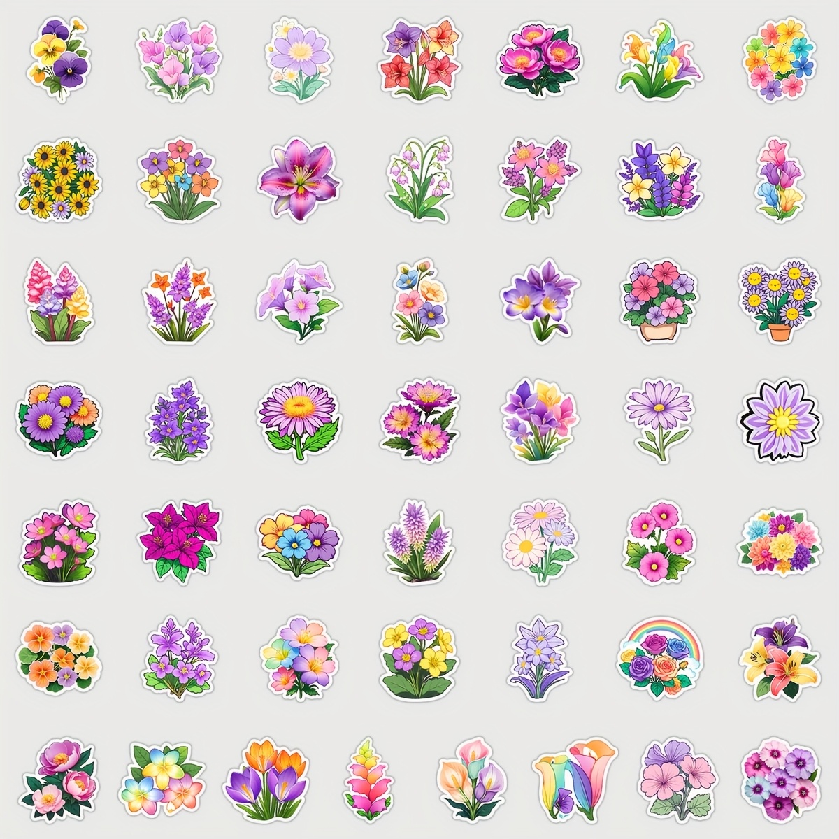 50pcs Flower Graffiti Funny Stickers Vinyl Aesthetic Stickers For Water Bottle, Hardhat, Luggage Bike Skateboard