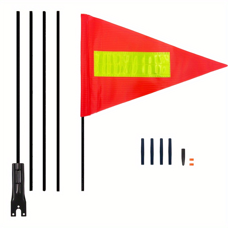 

Set, Bicycle /orange Flag, Adjustable Height, Heavy-duty Fiberglass Pole, Polyester Full-color Tear Resistant Waterproof Flag, Reflective Safety Warning Flagpole, Used For Bicycles, Beach Bikes, Roofs
