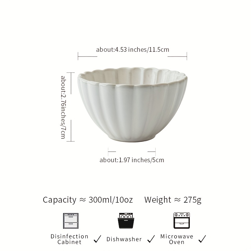 Image of 4pcs Snow Floral Rim Bowls, 4.5 Inch Vintage Glazed Ceramic Rice Bowls, Aesthetic Dishes, Tableware Set
