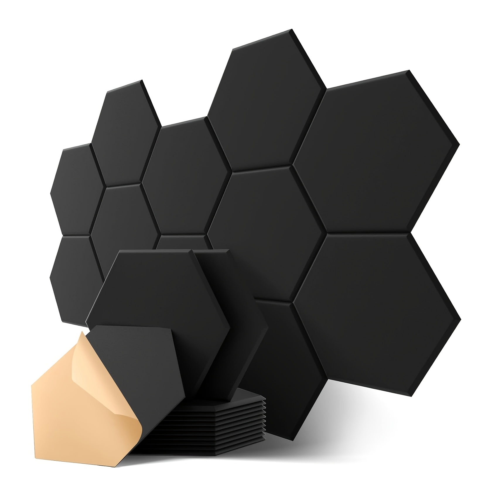 12pcs self   hexagonal acoustic panels 12 x 10 x 0 4 high density soundproofing tiles stylish gray polyester for home and office decor soundproof wall panels
