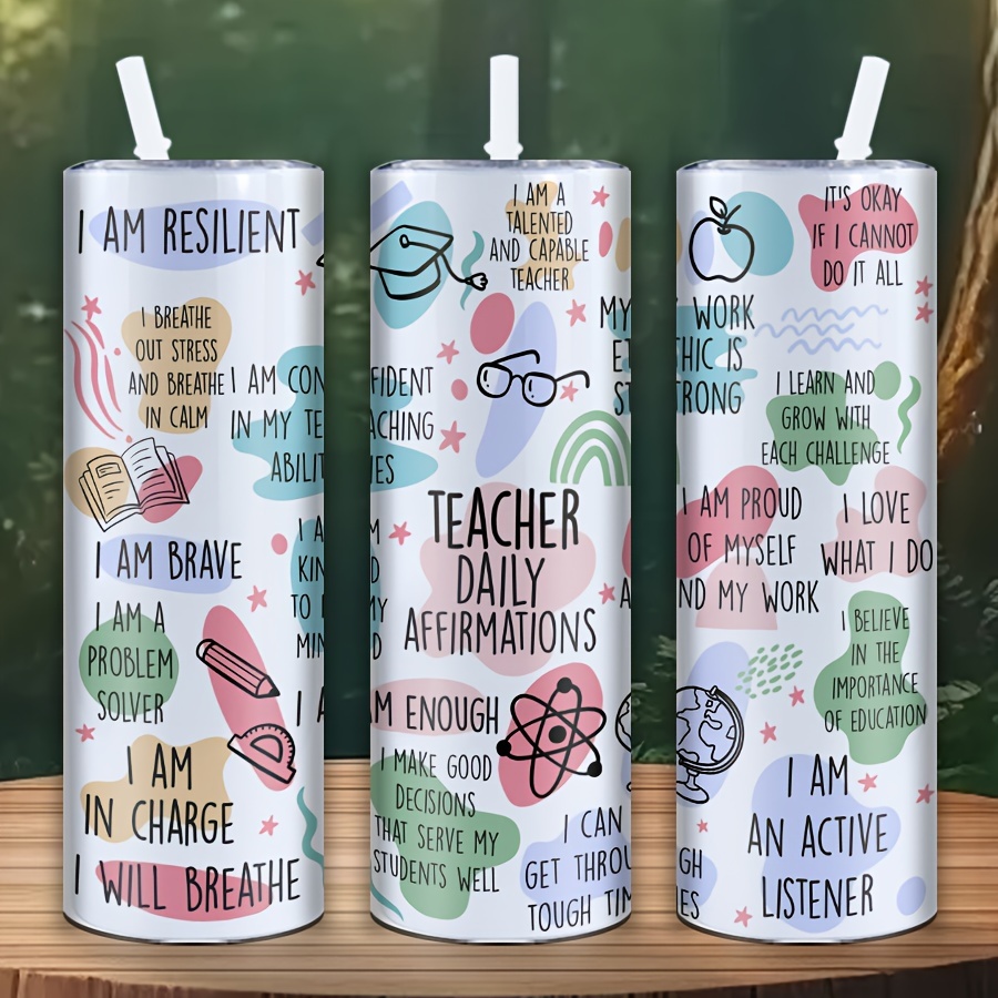 

20oz Stainless Steel Insulated Tumbler For Teachers - Portable Travel & Camping Cup With Lid And Straw, Perfect Appreciation Gift For Teacher's Day Or Birthday