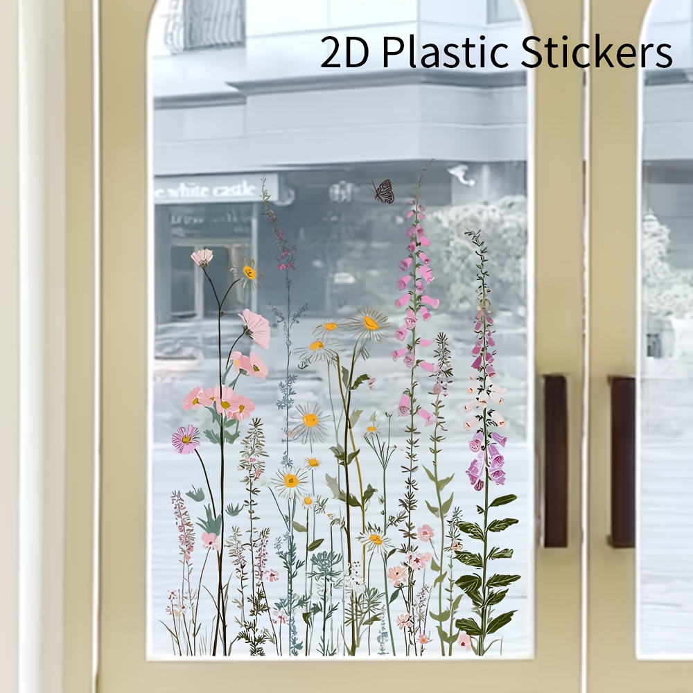 2d Flat, Spring New Window Wall Stickers - Premium 2d Plastic Decal, Removable Easy-apply, Botanical Design For Door Window Decor, 30cm X 40cm ( X 15.75 Inches)