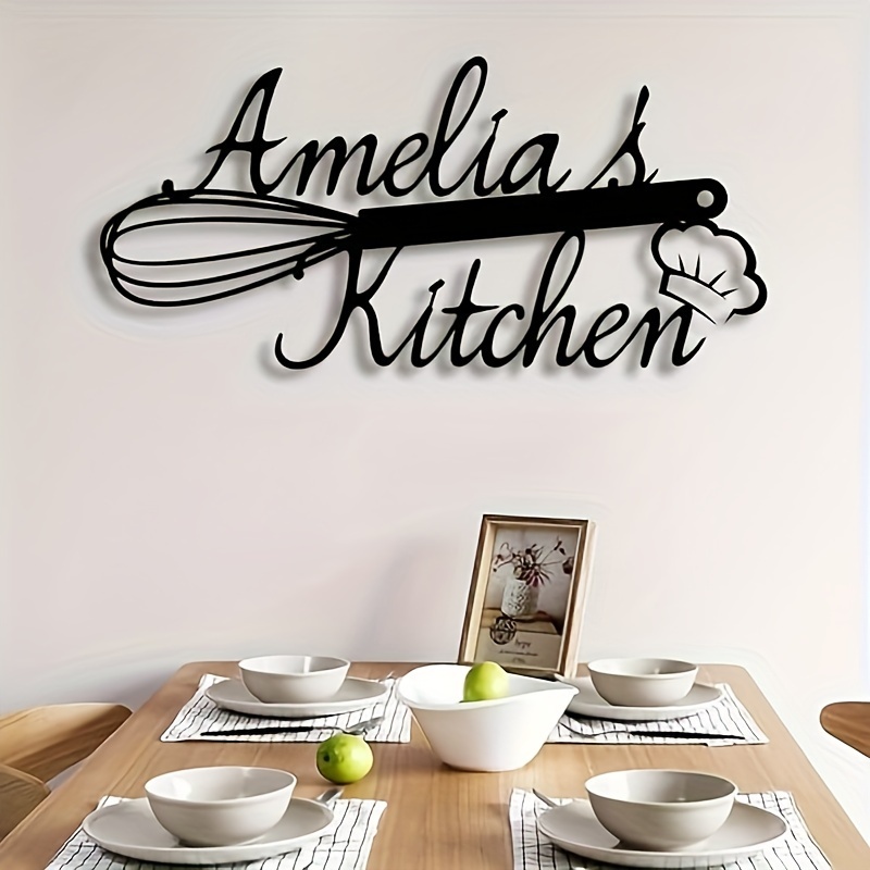 

Customizable 's Kitchen Metal Wall Art Deco Sign - Artistic Farmhouse Kitchen Decor, Personalized Family Theme, Reusable Detachable Irregular Shape Decoration, Recommended, No Electricity Needed