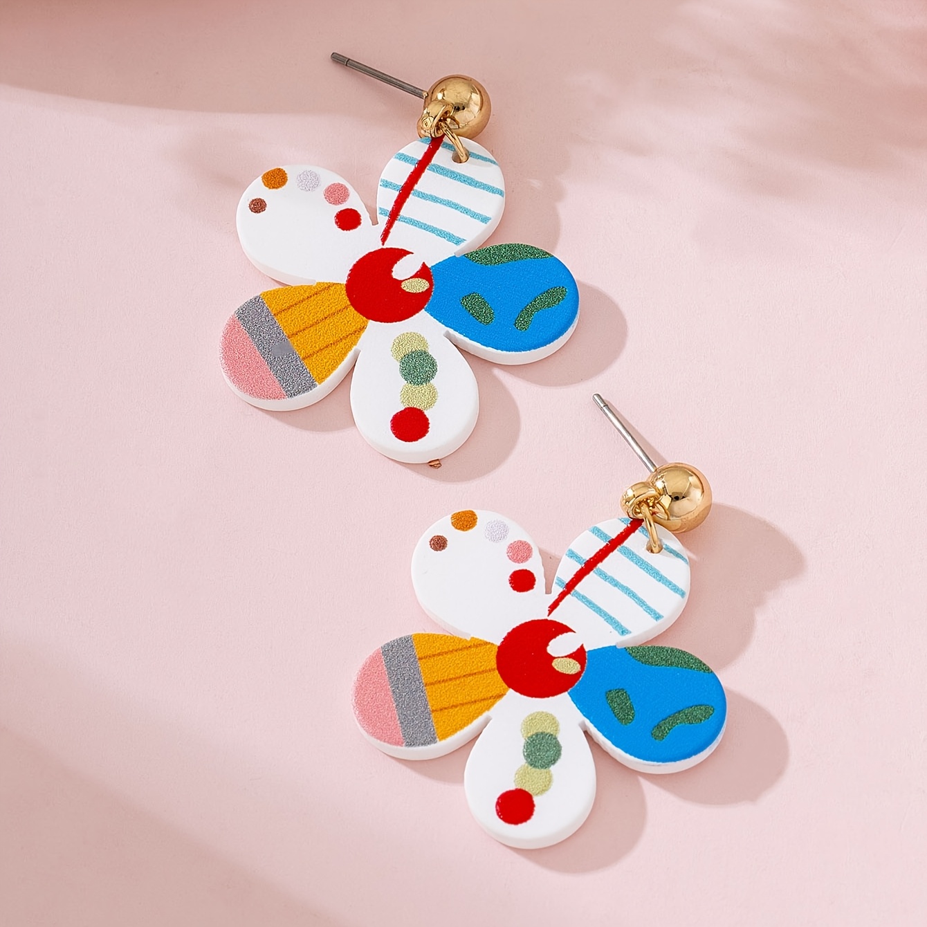 TEMU 1 Pair Of Teacher's Day Notebook, Pencil, , Creative Combination Enamel Painted Design Women's Fashion Earrings, Suitable For Back-to- And