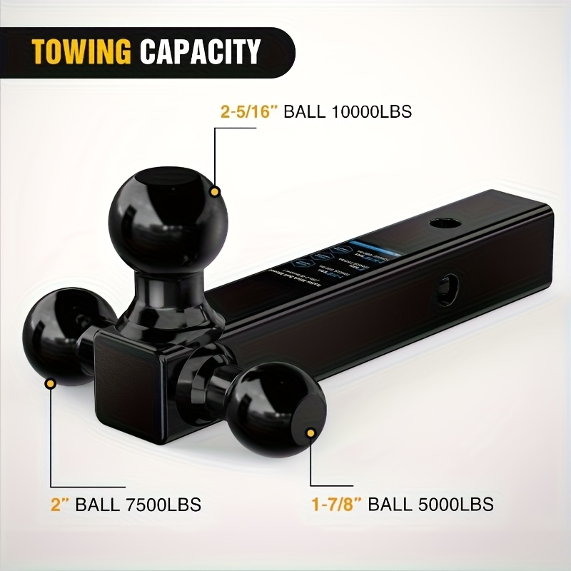 TEMU Trailer Hitch Ball Mount, 1-7/ 8 Inch, 2 Inch, 2-5/ 16 Inch Balls, Fits 2 Inch Square Receiver, Car Accessories
