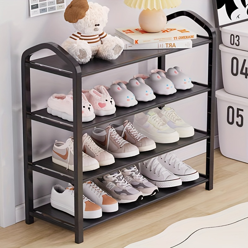 

Sturdy 4-tier Shoe Rack For Entryway - Free-standing Metal Shoe Organizer For Closet Storage - Black