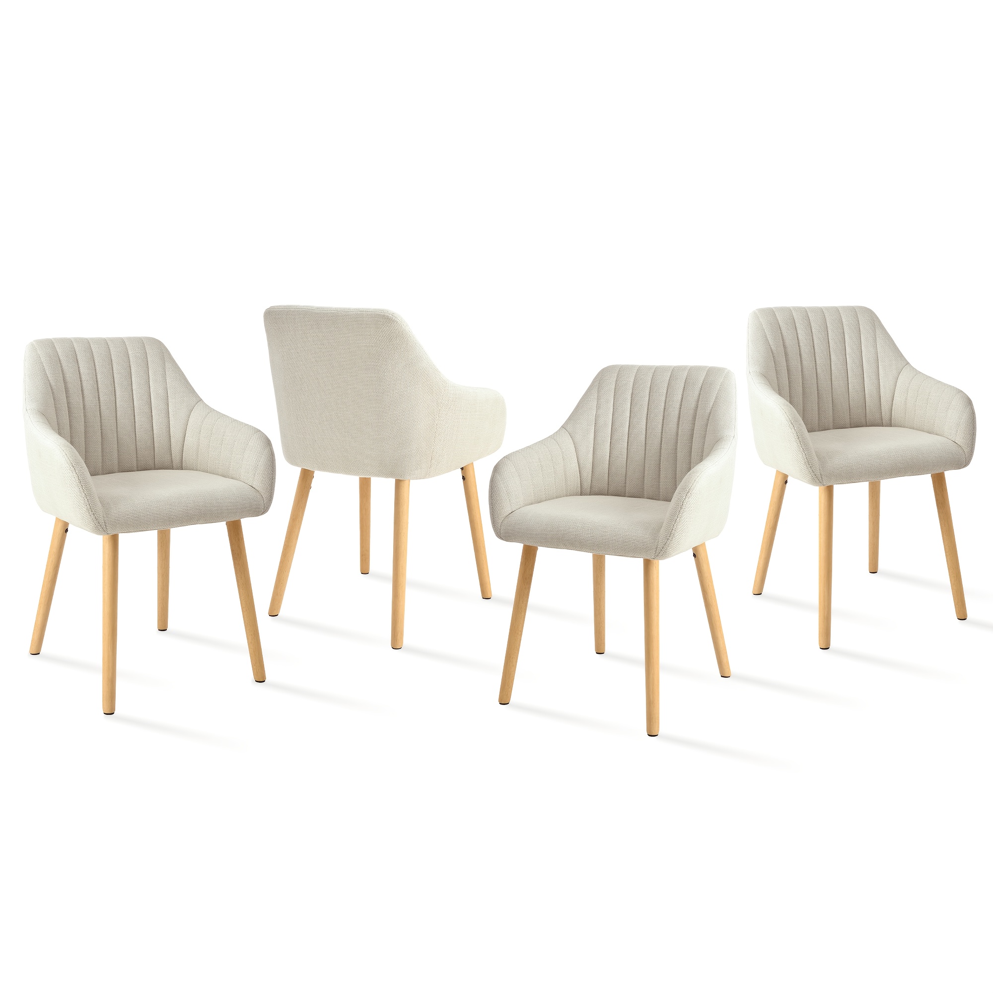 Set Of 2/ 4/ 6 Minimalist Dining Chairs With Comfortable Back Support, Armrests, And Wooden Legs