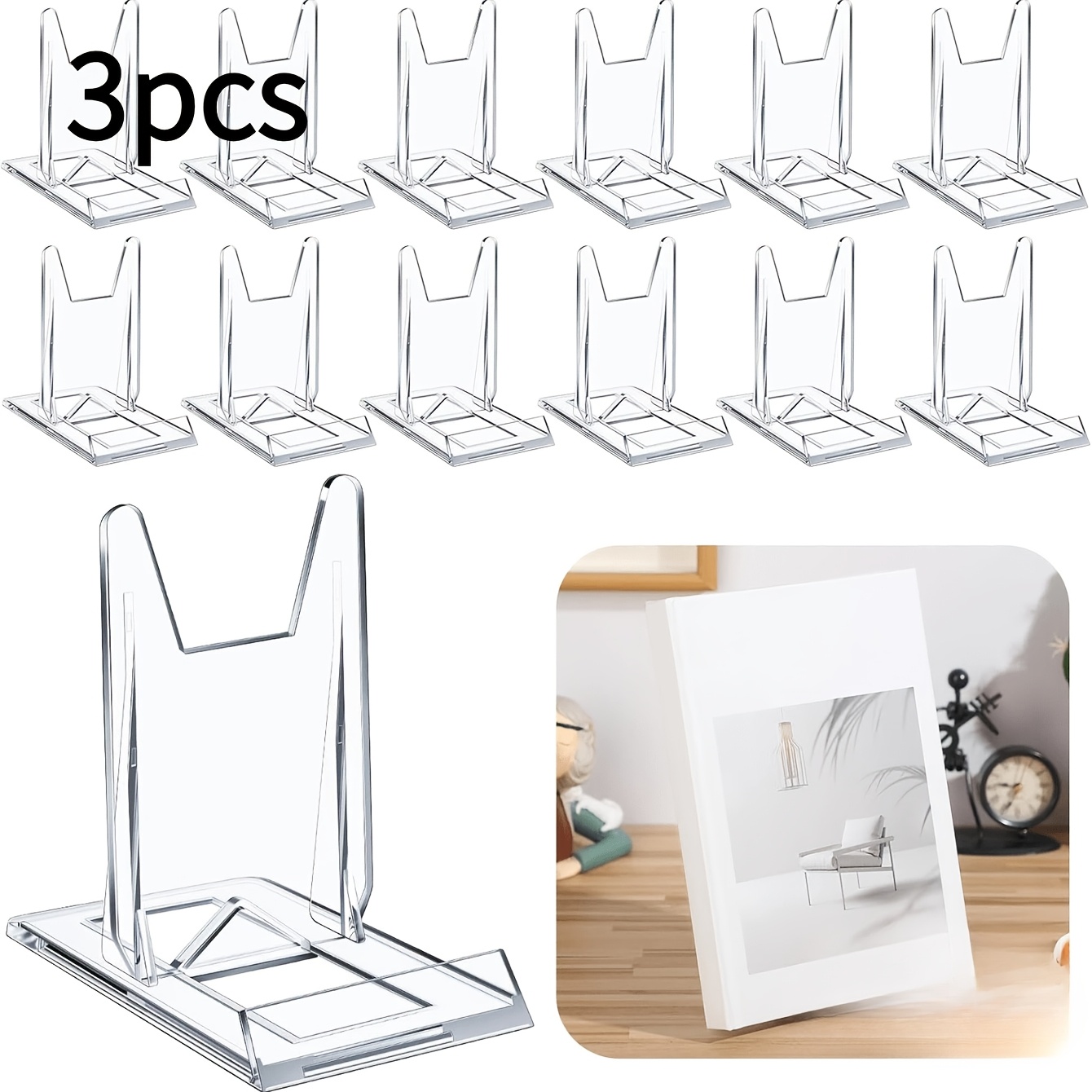 3 5 8pcs of acrylic transparent adjustable bookshelf display stand suitable for home office back to   comic books cds magazines postcards and artwork