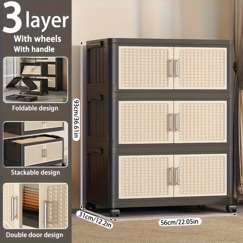 Large-Capacity Plastic Storage Bin with Lid, Multi-Layer Stackable Clothing Storage Bin