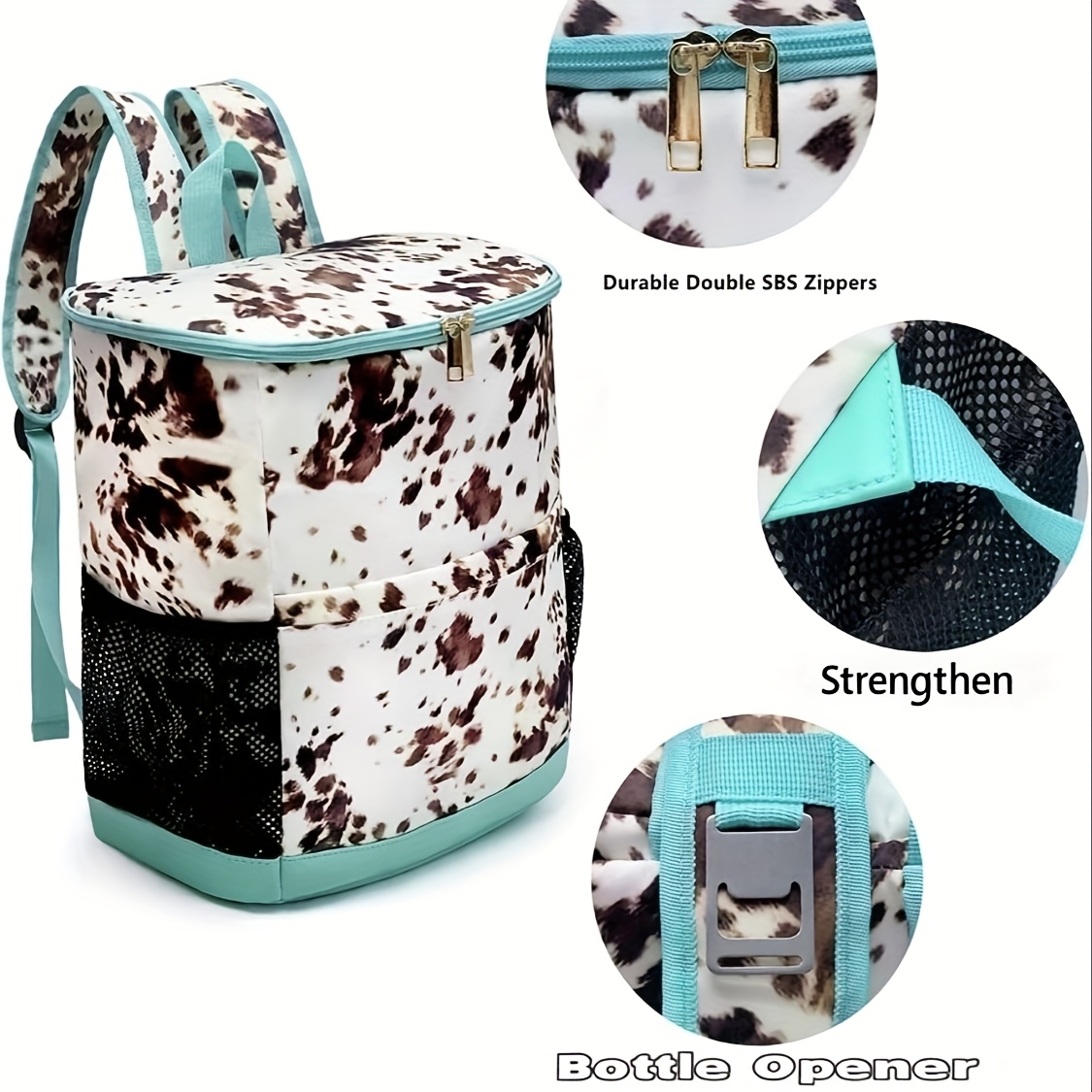TEMU [insulated Cooler Backpack] 30 Cans Leopard Print Cooler Portable Backpack - Durable Insulated Cooler With Mesh Pocket, Adjustable Strap For
