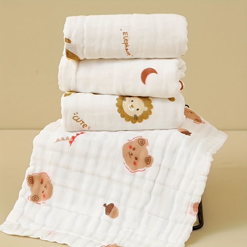 5pcs Baby Square Towel Set with Cute Cartoon Patterns