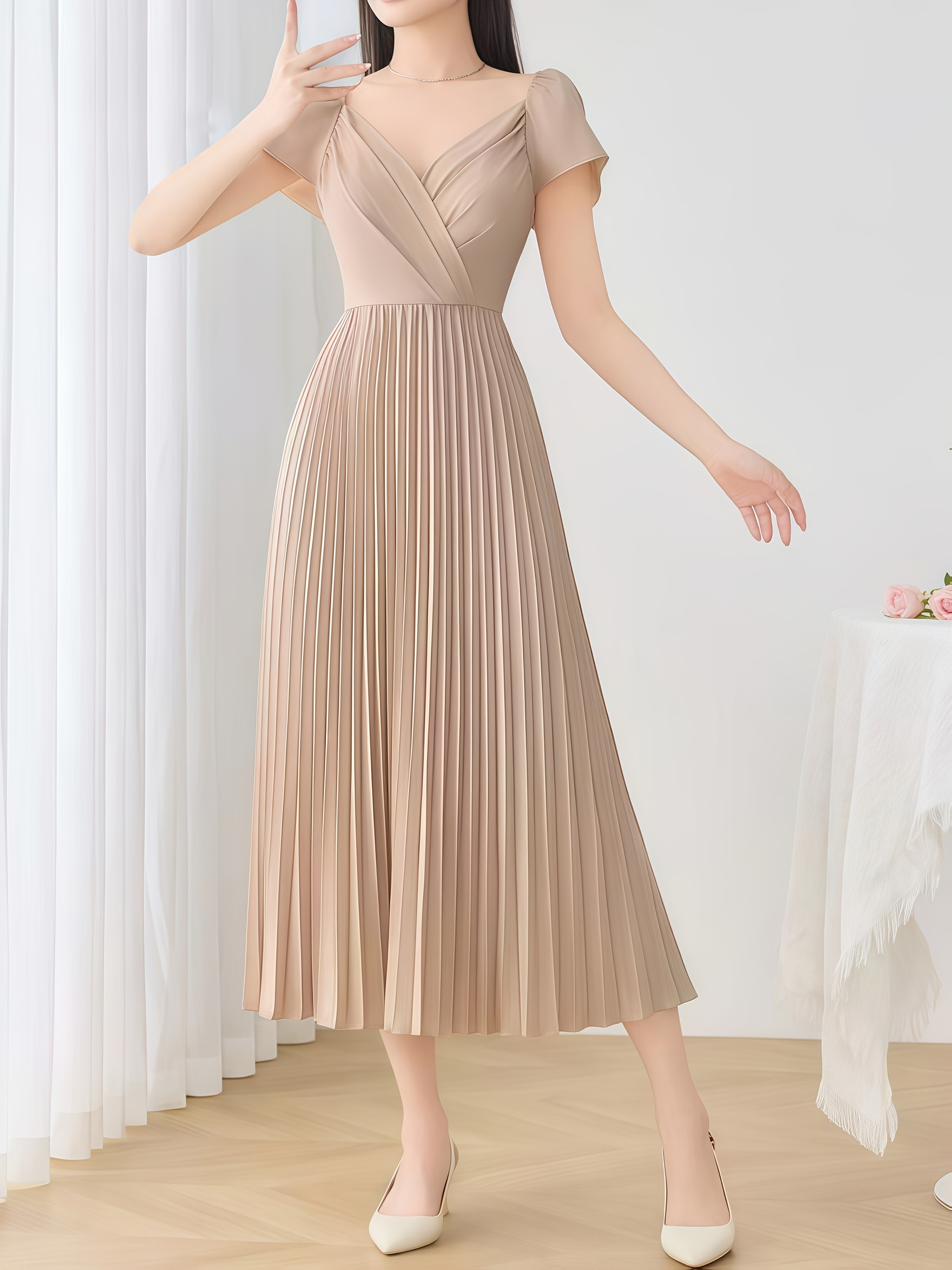 a line pleated dress Plus Size A-Line Pleated Dress – 2020AVE main image 1