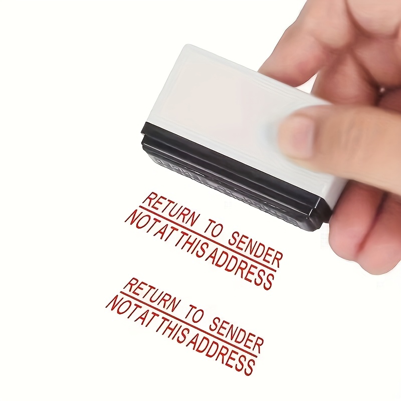 TEMU 1 This Address Stamp White Abs Square Design Red Text Efficient Document Return Tool Red Text Abs Resin Structure