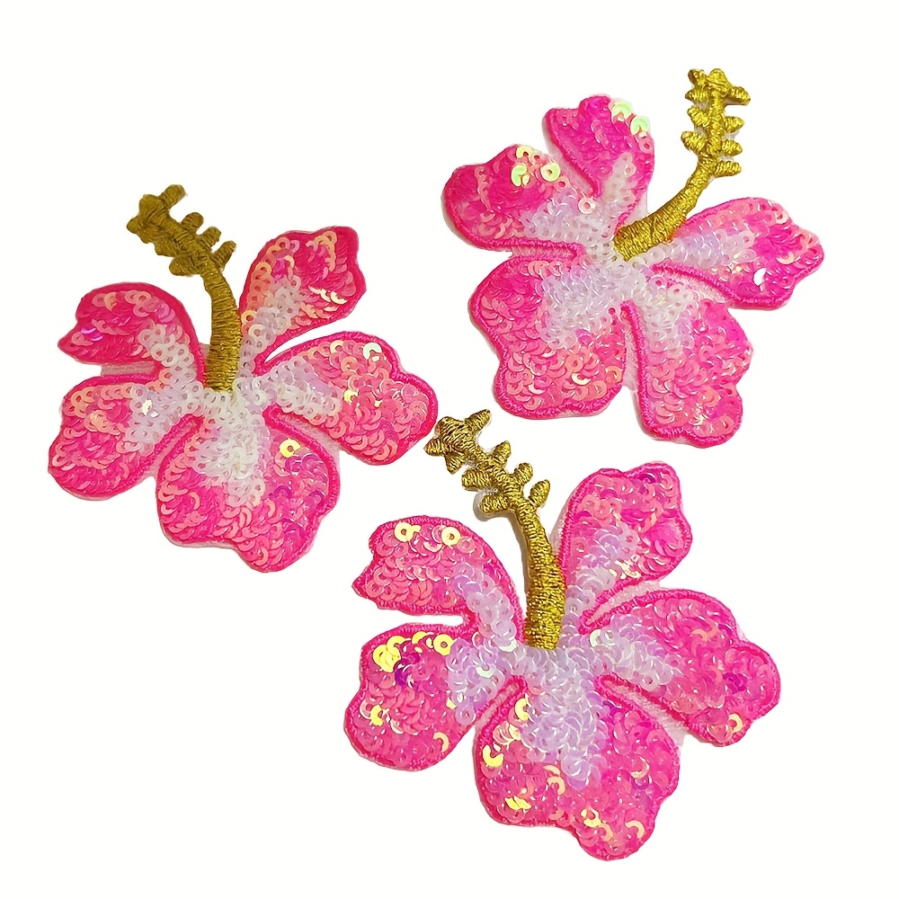 E-shop 3 Stk. mehrfarbige Pailletten-Blumen-Stickerei-Aufnäher – niedliche Aufbügel-Applikationen für DIY-Kleidung/, verspielte Zierbänder