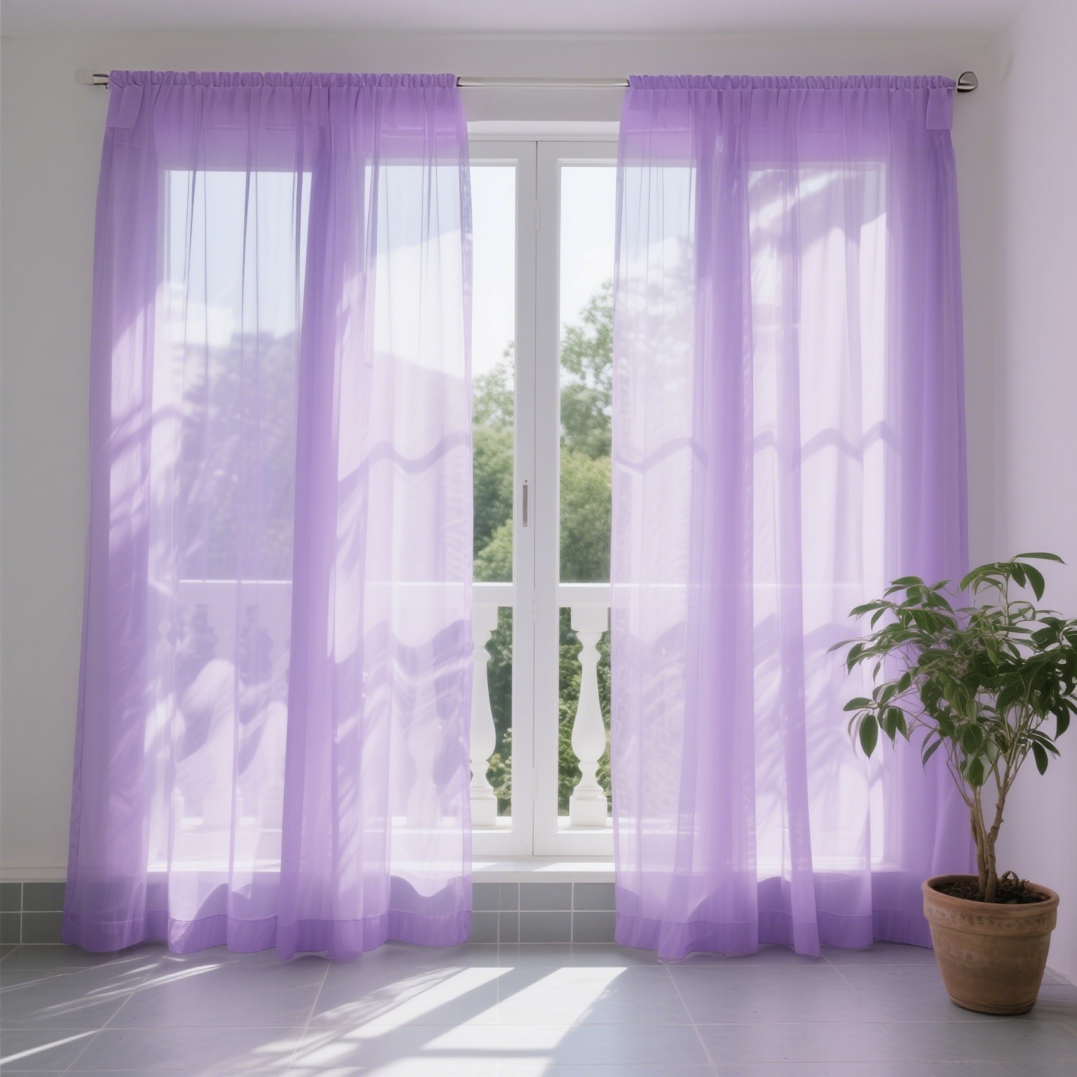 TEMU 2pcs Purple Rod Pocket Sheer Curtains, Wedding Decor, Party Curtains, Home Decor (rods And Accessories Not Included)