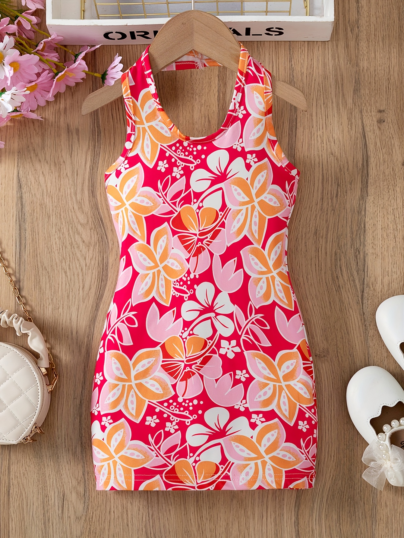 girls' floral print piece swimsuit backless tankini Temu Mauritius