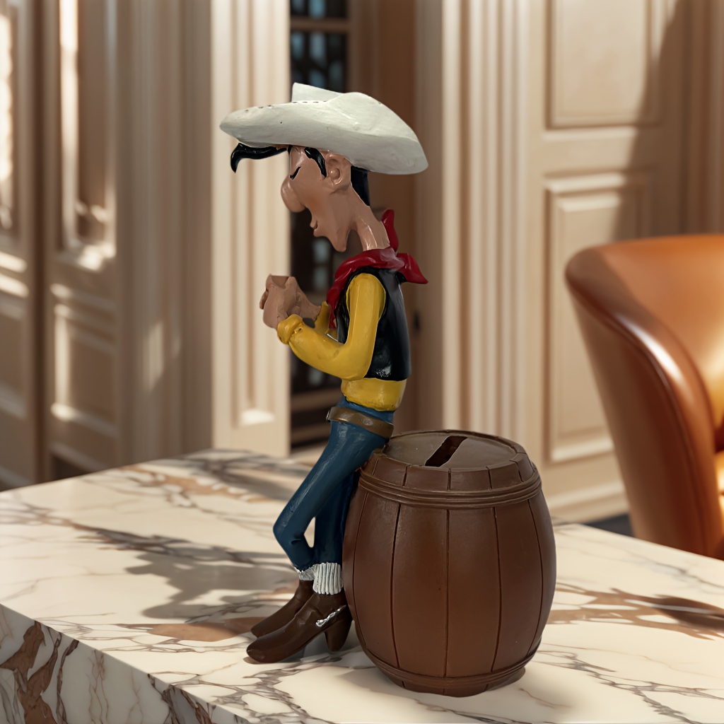 Image of 1pc Character Statue Ornament, Cowboy Style Piggy Bank, For Living Room, Tv Cabinet Office Decoration, Ideal Gift And Collectible For Halloween Thanksgiving Christmas Decorations Collectible Figurines