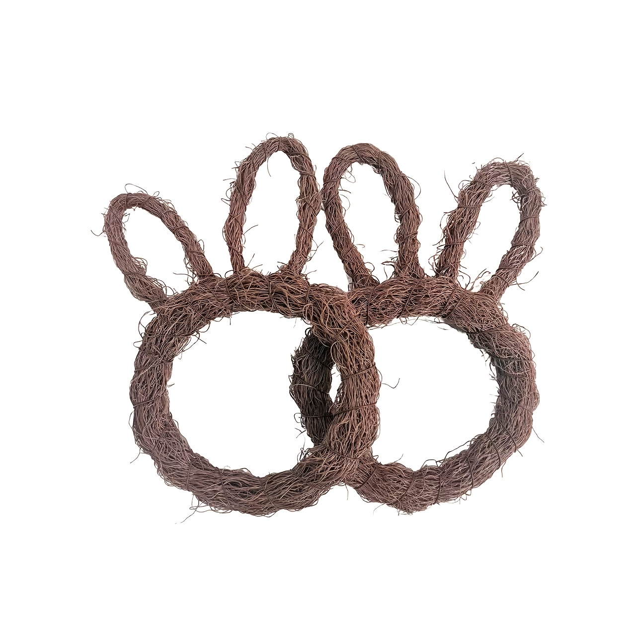 Two-piece Easter Artificial Woven Rattan Rabbit Wreath , Spring Handmade Diy Decoration Base, Home Wall Decor Material