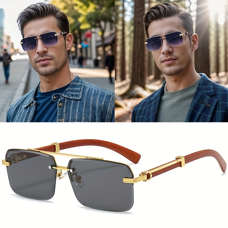 

Trendy Square Sunglasses For Men Women Semi Rimless Frame Shades 90s Vintage Retro Sun Glasses Uv400 Protection