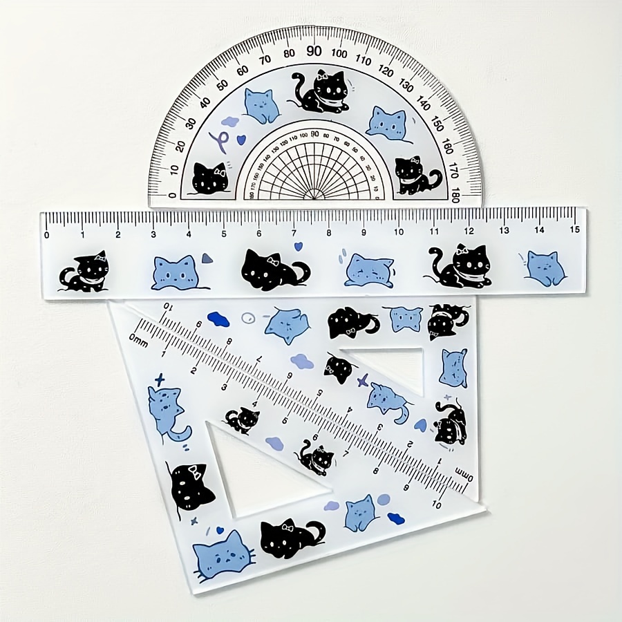 

1 Set Of Multifunctional Cute Cat-shaped Ruler Set, Suitable For School, Office And Home Use