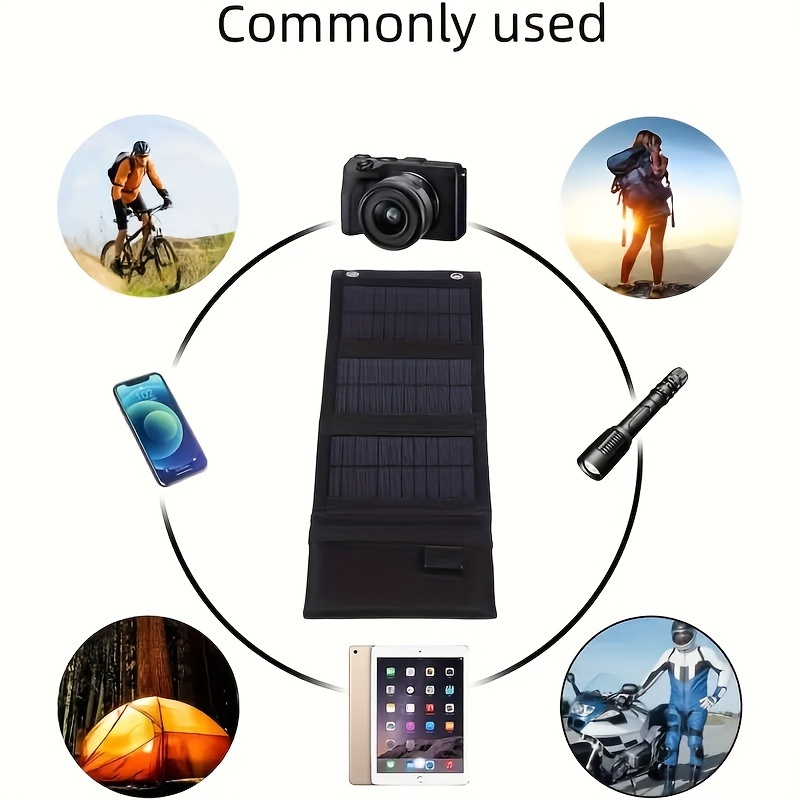 Panel solar plegable de 35W, cargador solar portátil compatible con iPhone, iPad, Samsung, LG y bancos de energía, ideal para acampar y viajar al aire libre.