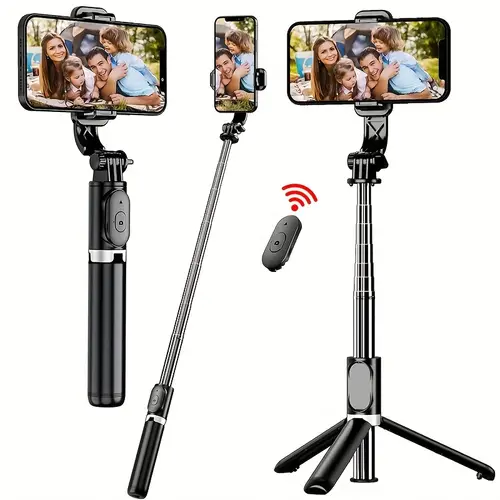 40 inch retractable selfie stick professional floor tripod for live streaming with wireless rotation stable anti shake design ideal for travel outdoor live streaming compatible with iphone android smartphones