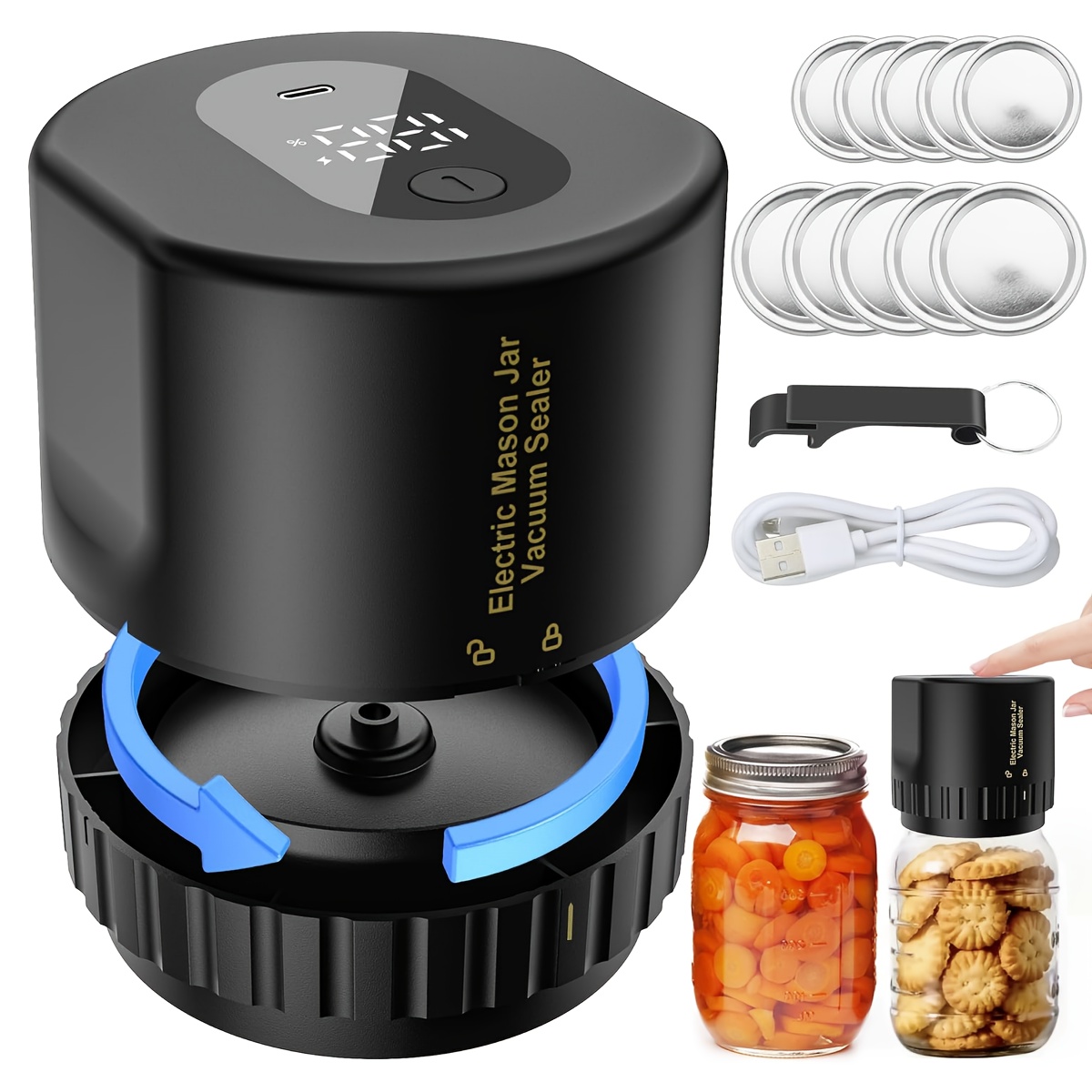 item picture automatic vacuum sealer for mason jars electric pump designed for   wide and regular mouth jars a portable kit for preserving food herbs and coffee