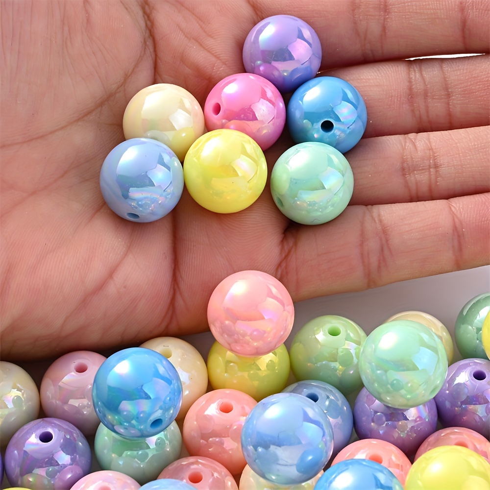 

20 Pcs Acrylic Macaron Color Beads, Colorful Round Beads, For Diy Key Chain Bracelet Necklace Beaded Pen Handmade Accessories