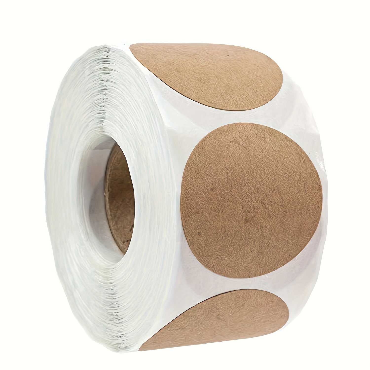 

1000pcs Kraft Paper Seals, Round Self-adhesive Packaging Labels, Single Use, Matte - 2 Rolls