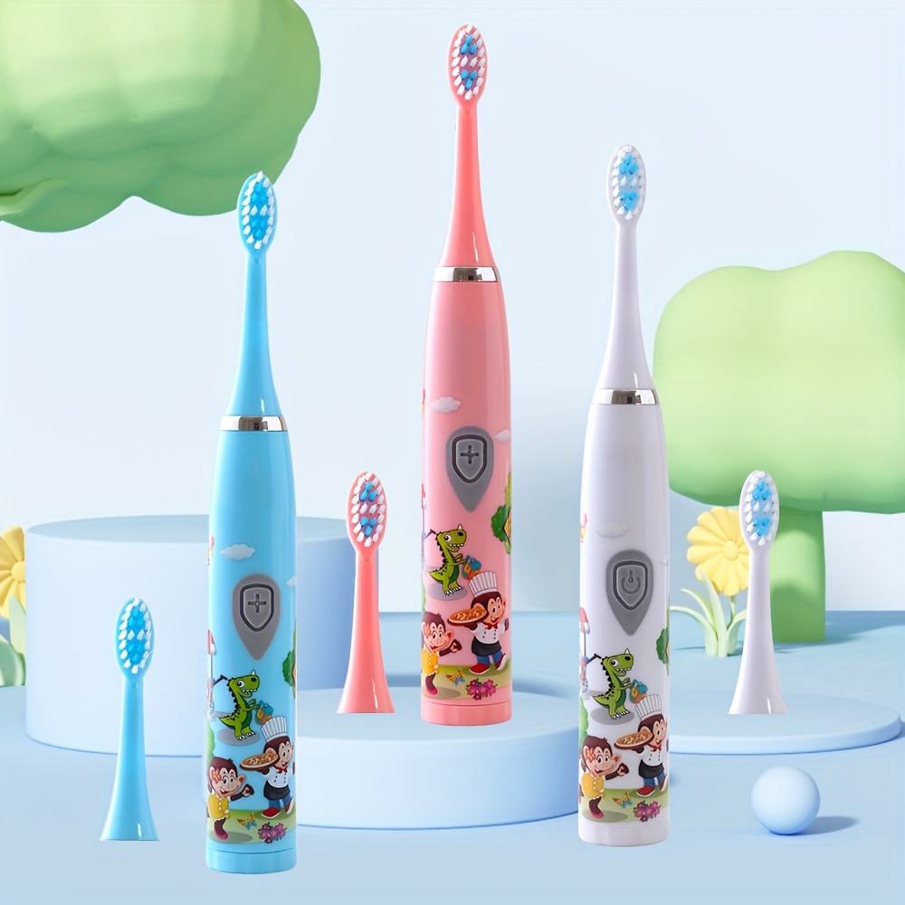 Battery-Powered Electric Toothbrush with 3 Replacement Heads & 1 Timer Sand Timer, Model N02, 3 Replacement Heads