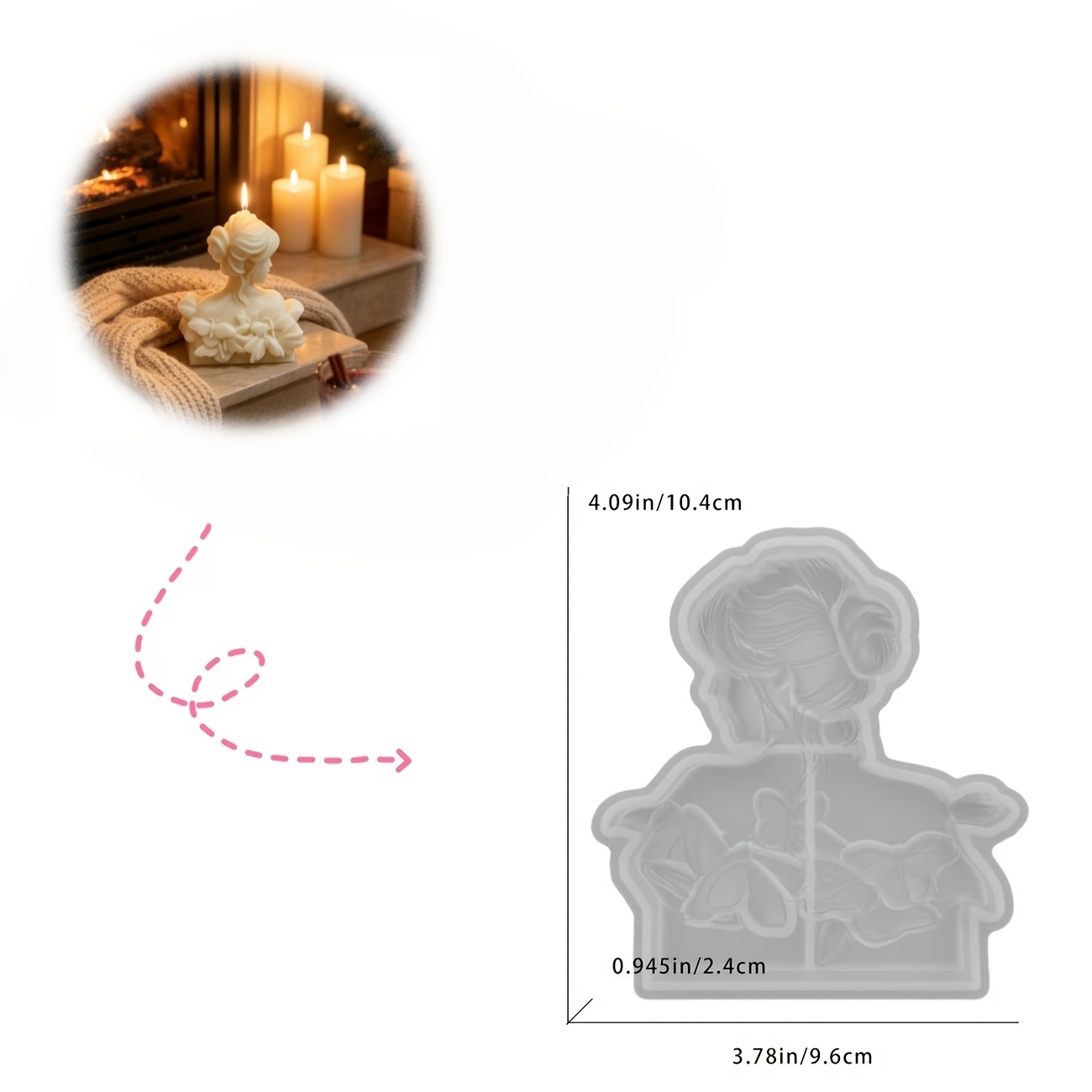 TEMU Girl With Floral Back Clay, Candle, And Silicone Mold