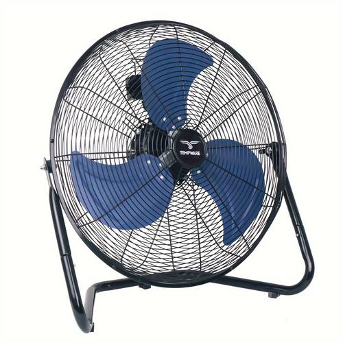 20 inch high floor fan with 3 metal construction and blades ideal for industrial commercial spaces