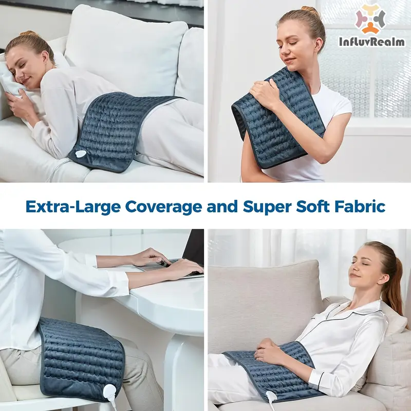 electric heating pad for back neck shoulder knee leg 6 heat levels up to 150 f 2 hour auto off 12x24 inch soft flannel machine washable gift for men mom dad portable heat premium look pad durable Product details 7