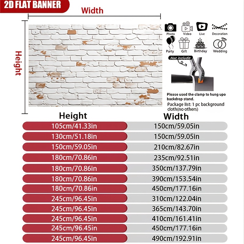 1pc White Vintage Distressed Brick Wall Panel, Photo Backdrop