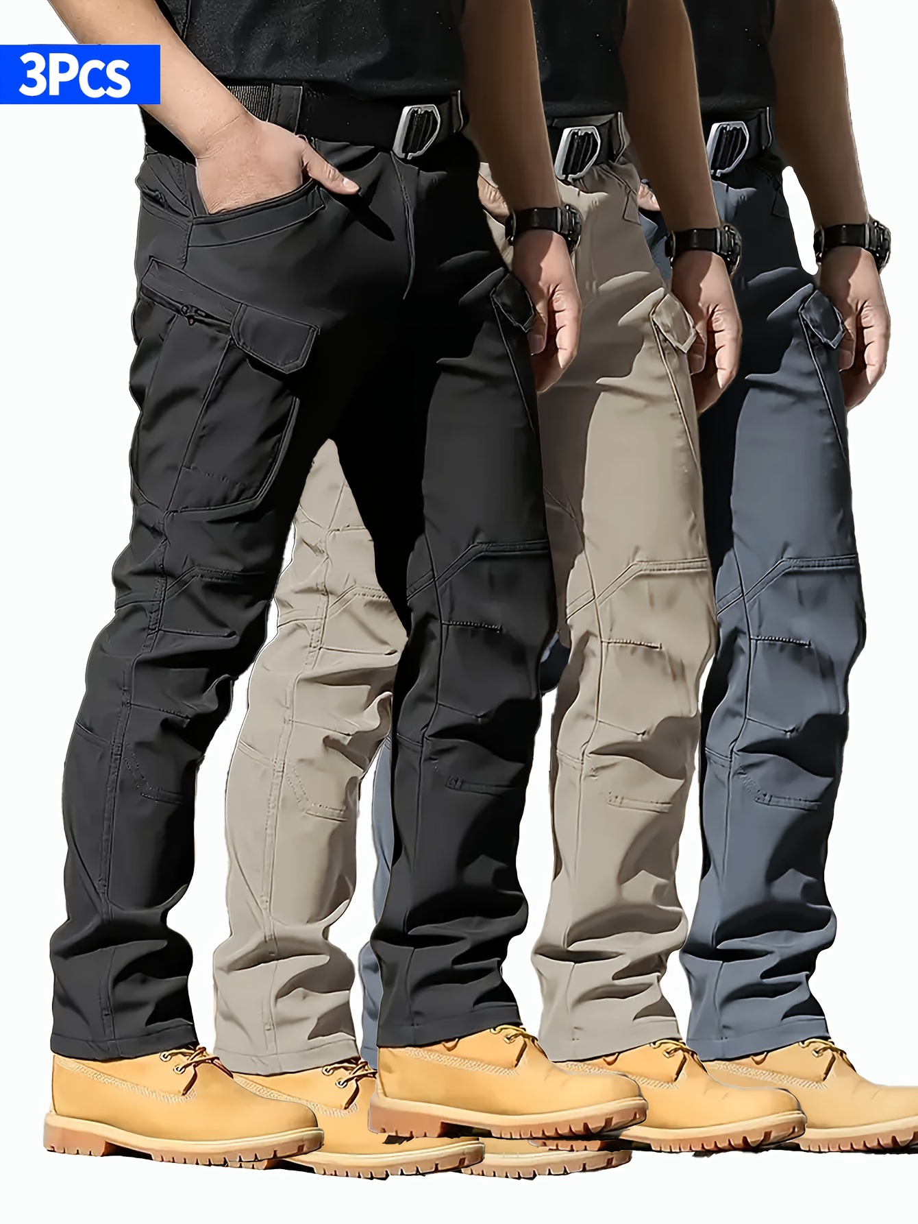 3PC Men's Tactical Cargo Pants Set for Spring/Autumn