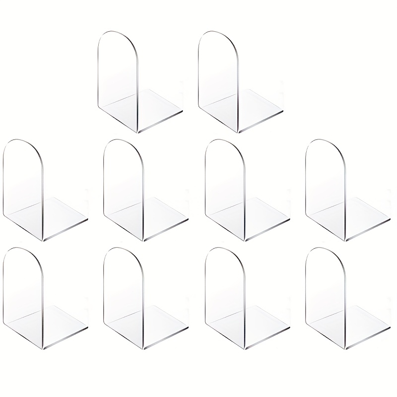 TEMU 2d /10pcs Acrylic Bookends, Transparent Bookshelf Bookends, Book, Cd, File Bookends, Desktop Organizers, Book Dividers For Office, Library, And
