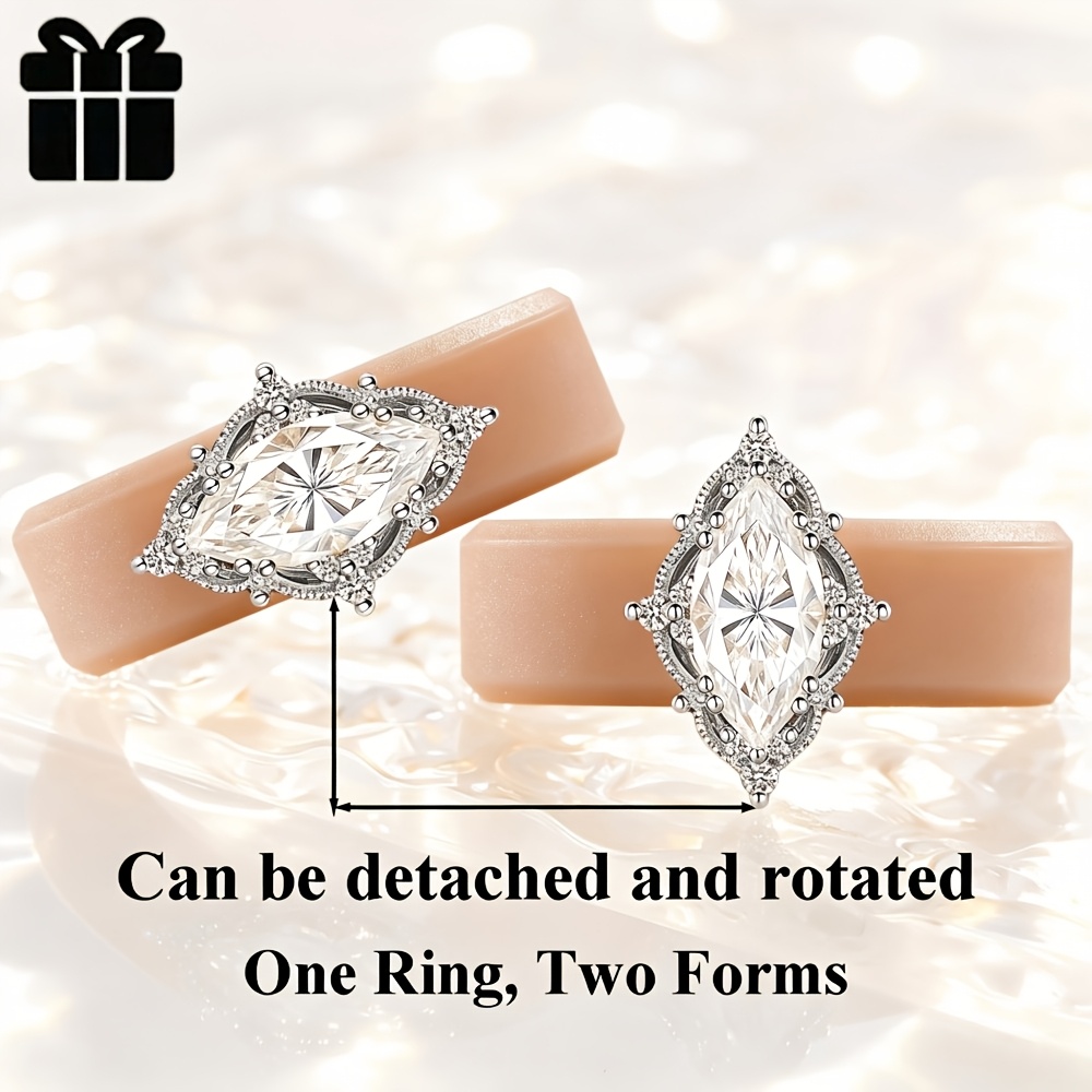Luxurious Khaki Silicone Ring with Marquise-cut Zirconia