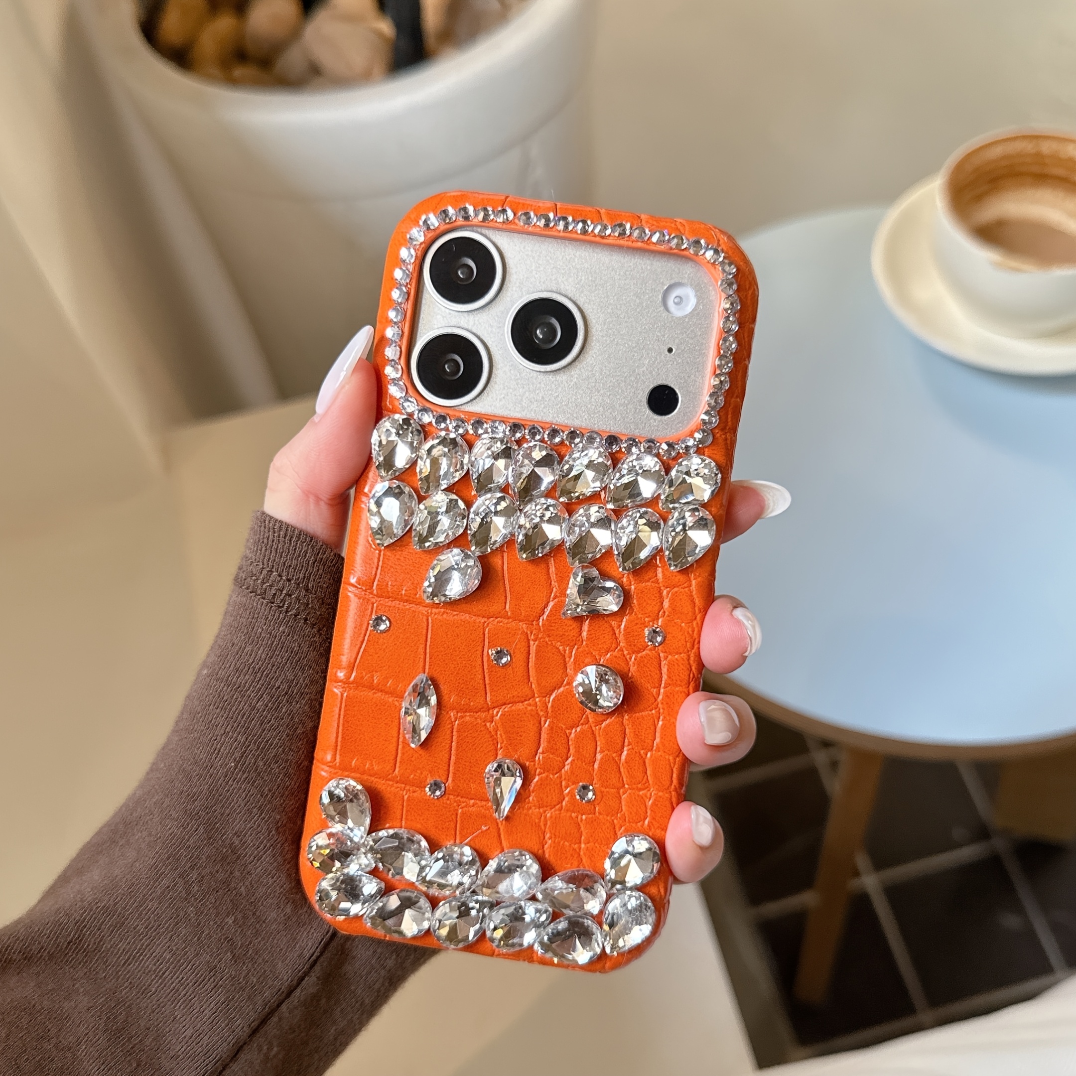 TEMU Phone Case - Fashion Handmade Rhinestone Phone Case Suitable For Iphone 13 17 Pro Luxury Trendy Hot Girl Style Phone Case Best For Bestie Gift