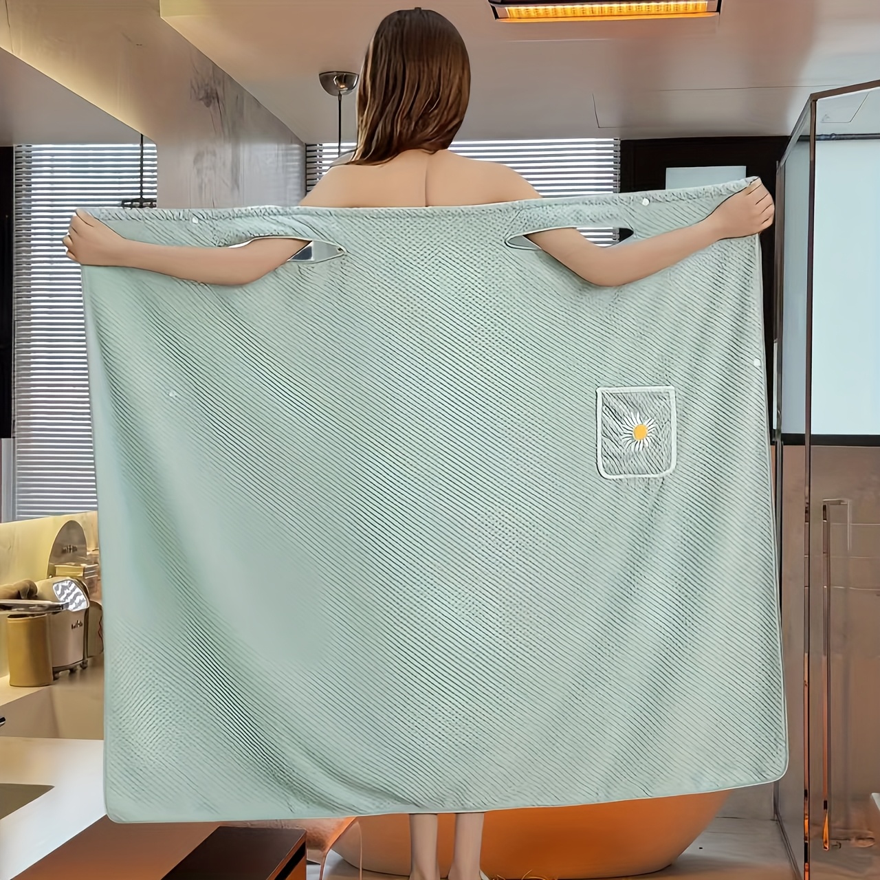 Ultra-Soft Sleeveless Bathrobe with Stylish Pocket Quick-Dry Comfort Gift