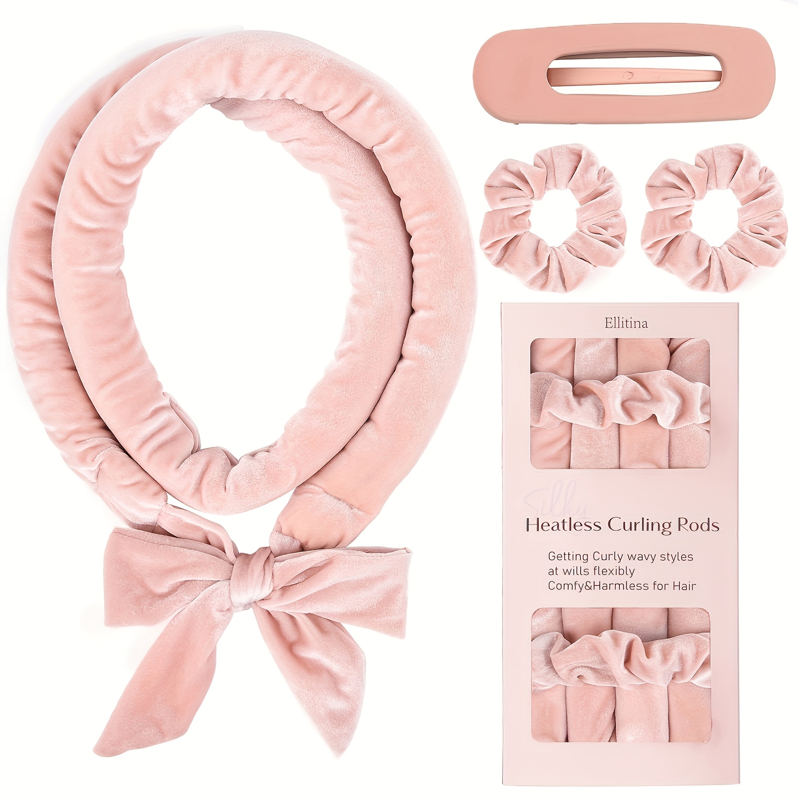 Ellitina 4pcs Heat-Free Curling Rod Headband